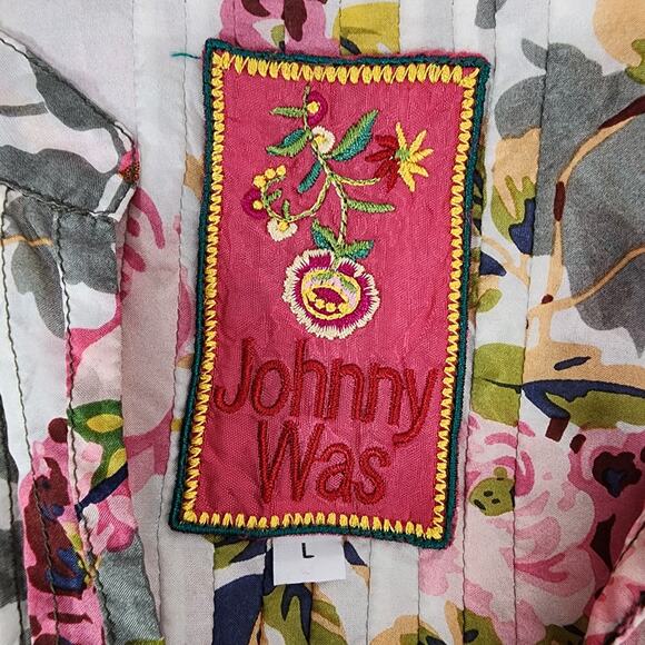 Johnny Was 100% Silk Knee Length Dress Drawstring Waist Pleated Floral Large - Picture 8 of 9